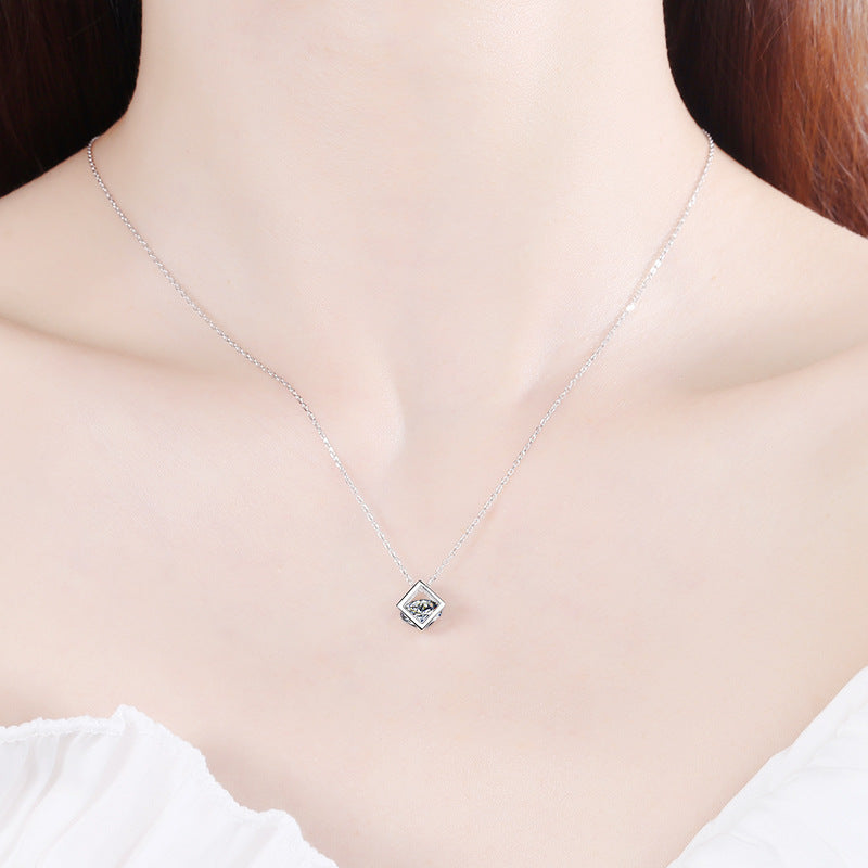 【ZHOYA】Moissanite necklace square shape S925 Silver pt950 gold plated