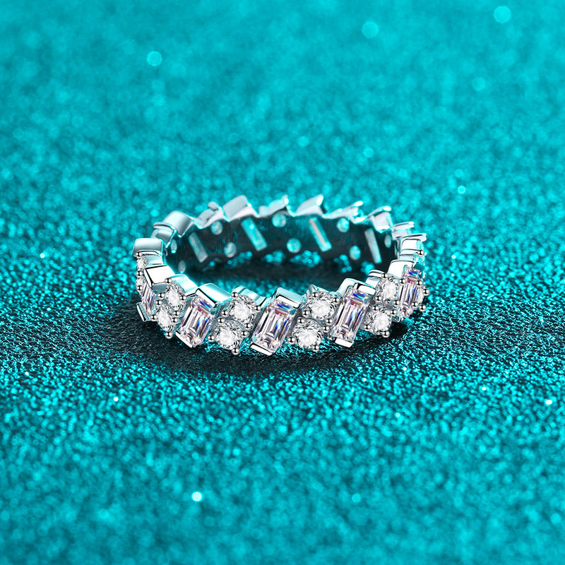 【ZHOYA】925 sterling silver pt950 gold plated full circle Moissanite ring