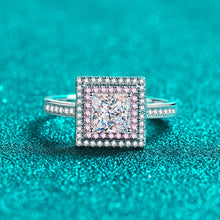 Load image into Gallery viewer, 【ZHOYA】925 Sterling Silver Ring  1 carat Moissanite Sugar Cube Ring  pt950 Rose Gold plated