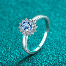 Load image into Gallery viewer, 【ZHOYA】925 Sterling Silver Ring Royal Blue Moissanite Ring 50ctp pt950 gold plated