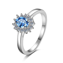 Load image into Gallery viewer, 【ZHOYA】925 Sterling Silver Ring Royal Blue Moissanite Ring 50ctp pt950 gold plated