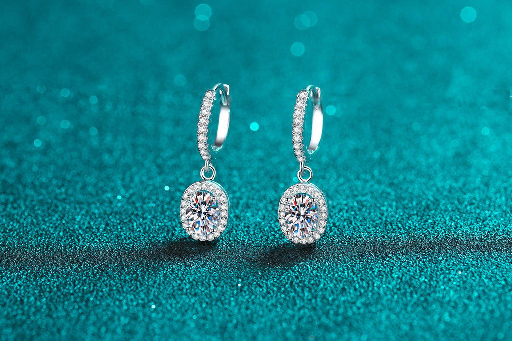 【ZHOYA】925 Sterling Silver oval shape Moissanite ear buckle pt950 gold plated