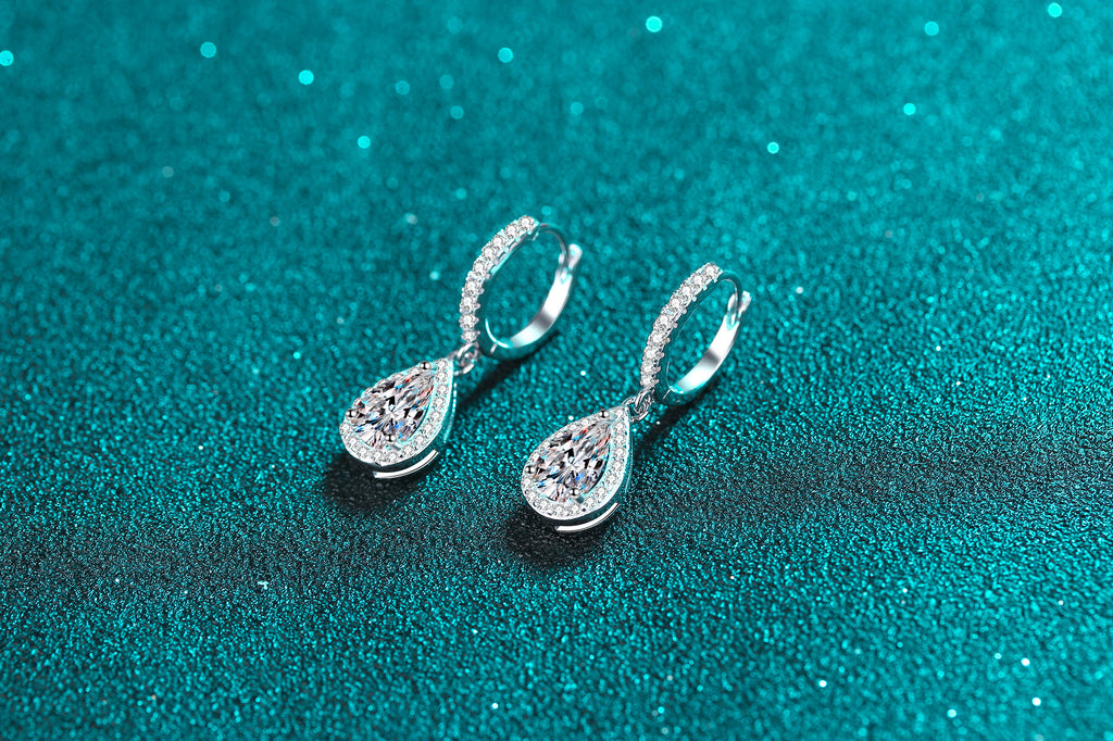 【ZHOYA】925 Sterling Silver Moissanite ear buckle  water drop shape pt950 gold plated