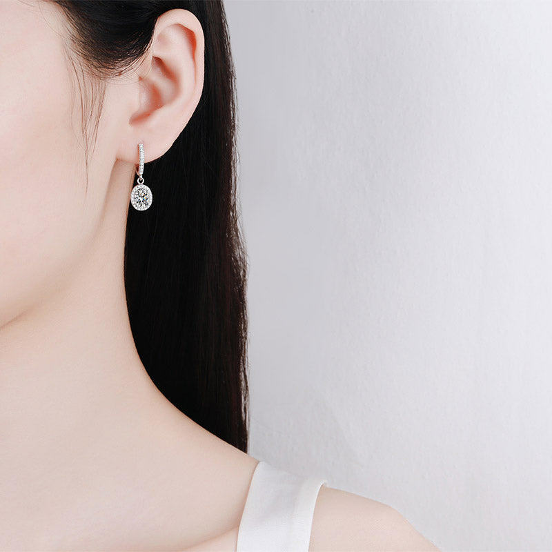 【ZHOYA】925 Sterling Silver oval shape Moissanite ear buckle pt950 gold plated