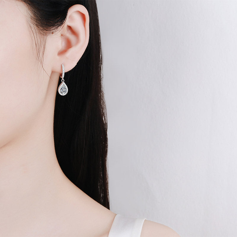 【ZHOYA】925 Sterling Silver Moissanite ear buckle  water drop shape pt950 gold plated