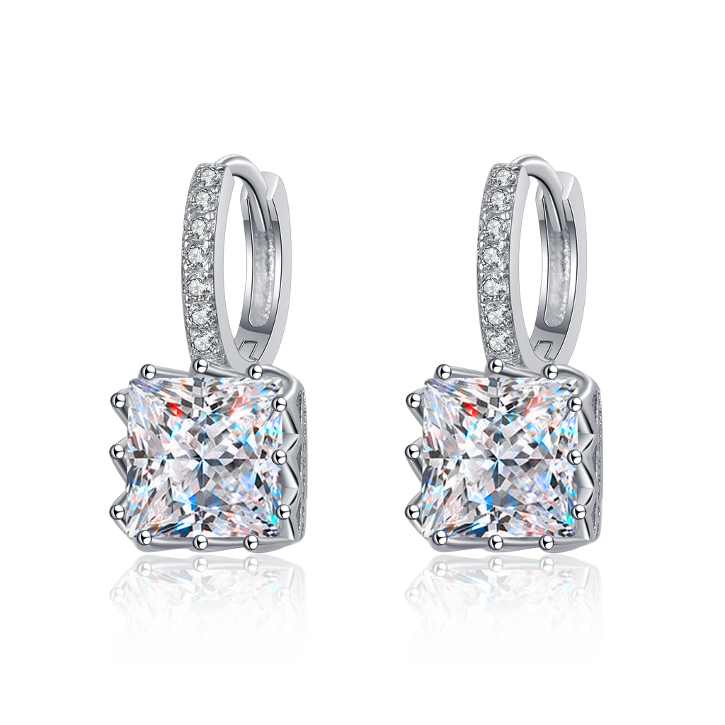 【ZHOYA】925 Sterling Silver Princess cut Moissanite stone ear buckle  pt950 gold plated