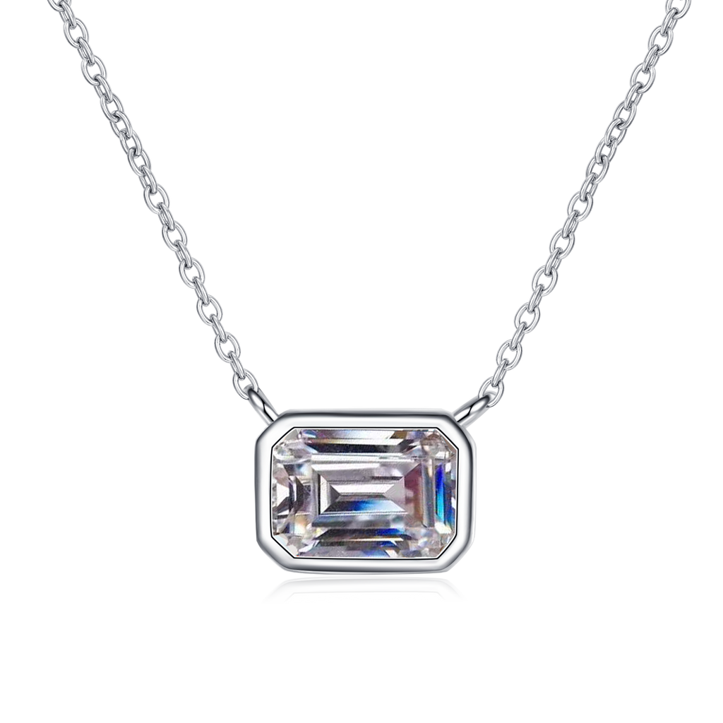 【ZHOYA】925 Sterling silver necklace sugar cube Moissanite  pt950 gold plated
