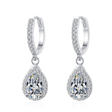 Cargar imagen en el visor de la galería, 【ZHOYA】925 Sterling Silver Moissanite ear buckle  water drop shape pt950 gold plated