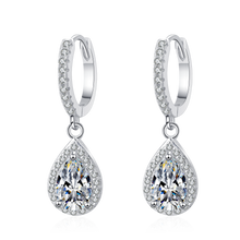 Cargar imagen en el visor de la galería, 【ZHOYA】925 Sterling Silver Moissanite ear buckle  water drop shape pt950 gold plated