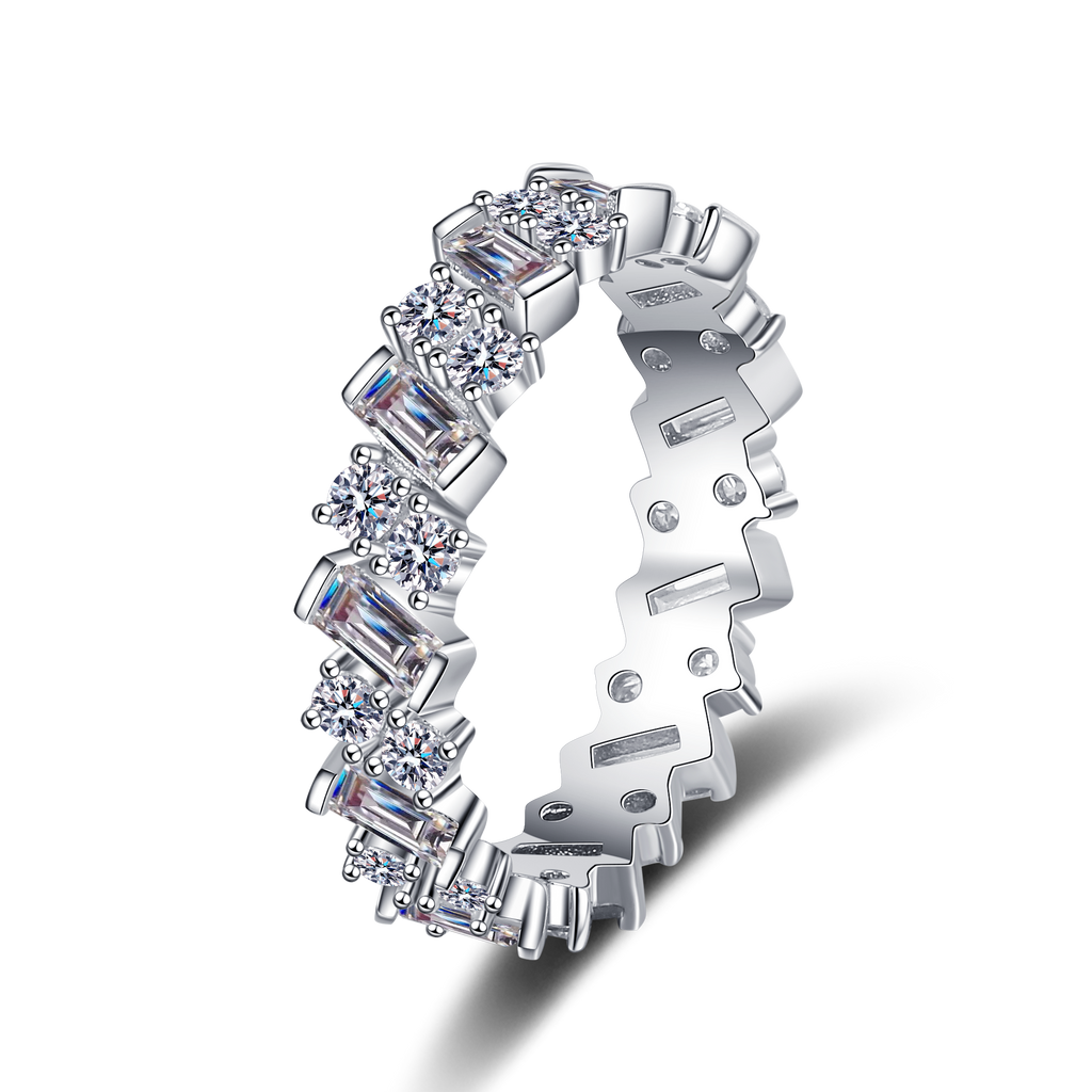 【ZHOYA】925 sterling silver pt950 gold plated full circle Moissanite ring