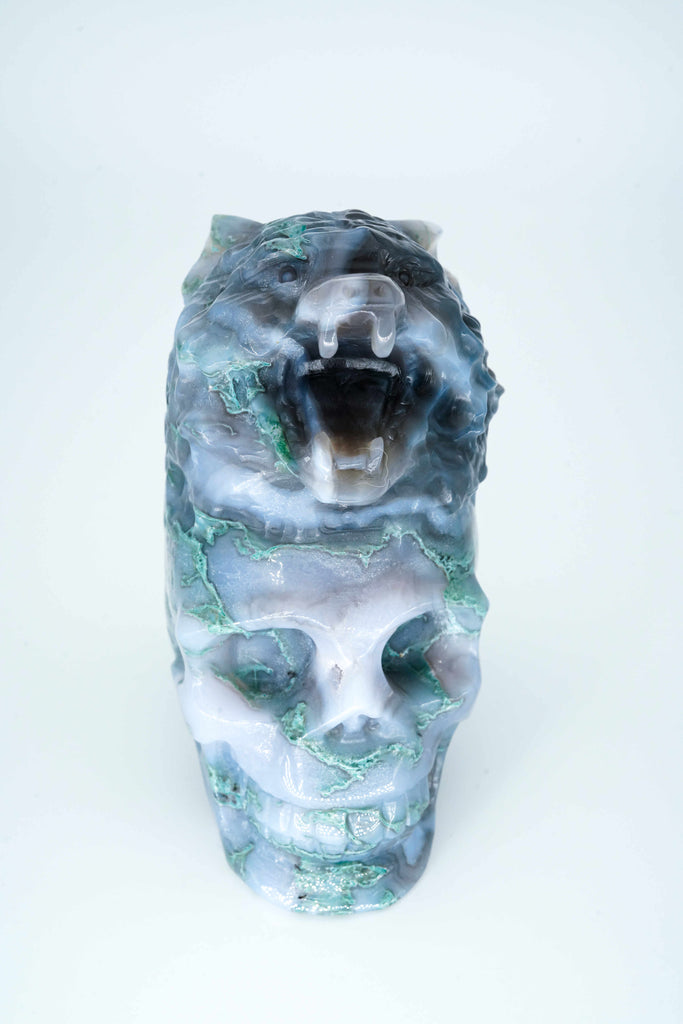 Aquatic agate wolf skull