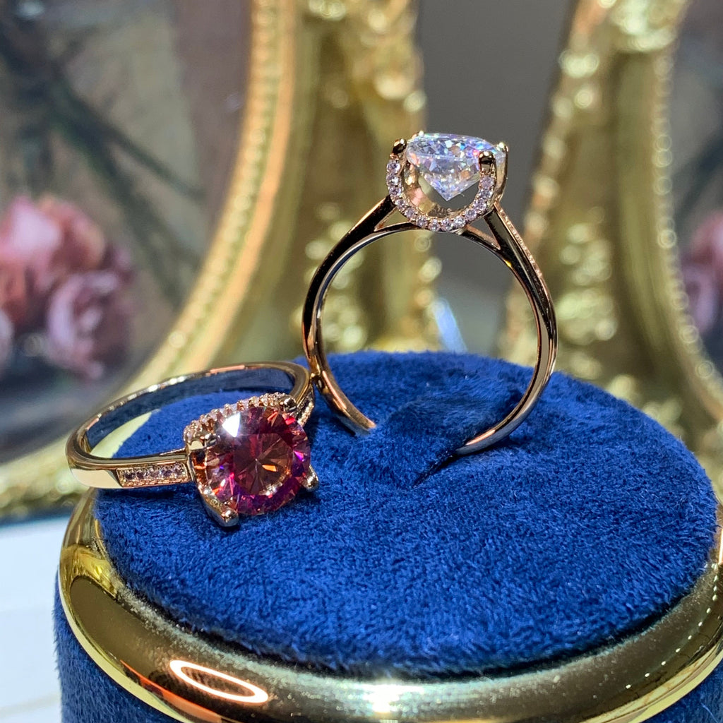 【ZHOYA】rose gold 18K  2CT Moissanite ring